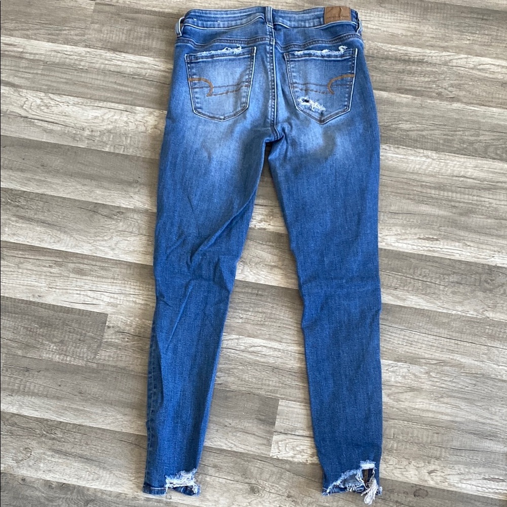 Women's Blue Distressed Jeans - Picture 2 of 2